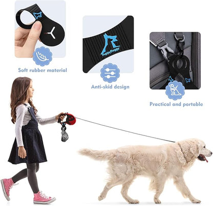 PuppyDoggy 2 Pieces Dog Poop Bag Holder for Leash Waste Bag Carrier Dog Poop Bag Dispenser for Walking Running Bicycle Accessory (Black + Red)