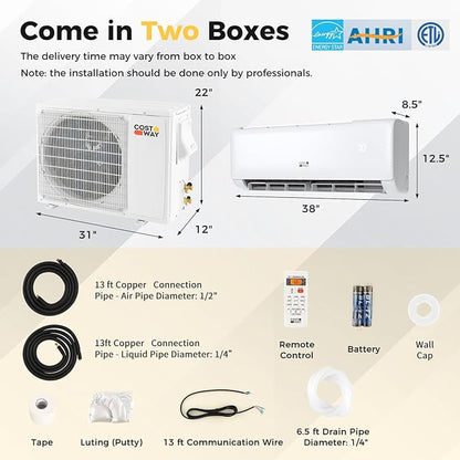 COSTWAY 18, 000 BTU Mini Split Air Conditioner, Energy Star,