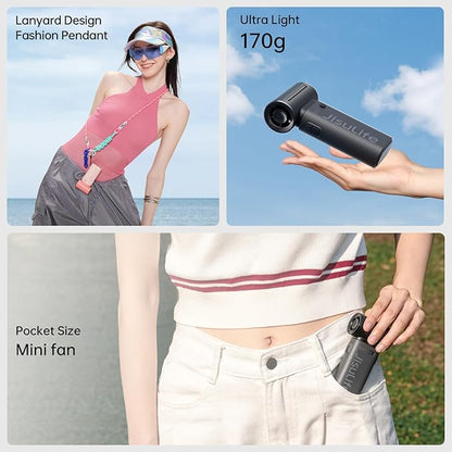 JISULIFE Portable Handheld Fan Life9, Turbo Power High Speed Air, 5 Gear Wind
