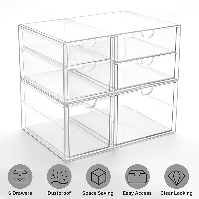 Prsildan Acrylic Drawer Makeup Organizer