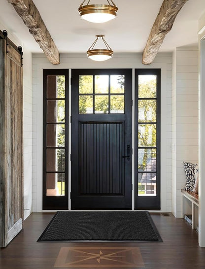Yimobra Doormat Outdoor Indoor Entrance 36 x 24, All-Season All-Weather Front Door Mat, 100% Waterproof Welcome Matt for Floor Garage Outside Entry, Stain and Fade Resistant,Black