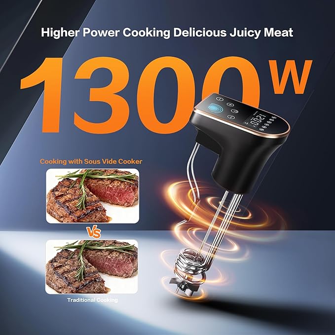 1300W Sous Vide Precision Cooker Machines, IPX7 Full Waterproof Immersion