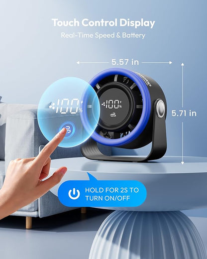 Gaiatop Small Desk Fan Rechargeable, 5in Personal Fan 4000mAh Battery Powered