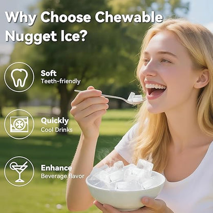 Nugget Ice Maker Machine Countertop, Ice/Water/Ice & Water Optional, 95LBS/24H
