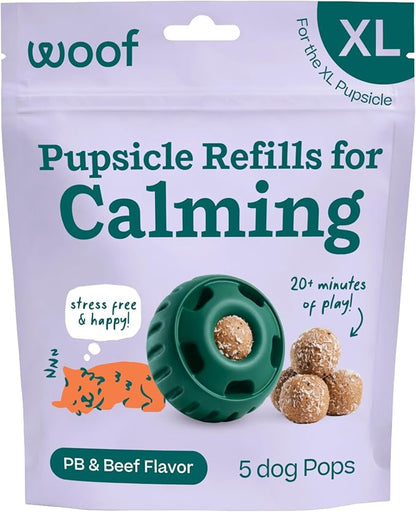 WOOF Pupsicle Refill Pops for Calming - Long-Lasting Refills for The Pupsicle Toy to Promote Calm - Calming Dog Treats - Magnesium for Dogs- XL Pops - 5 Count