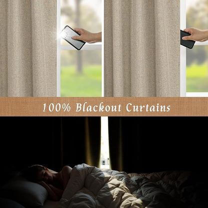 LAMIT Linen Full Blackout Window Curtains