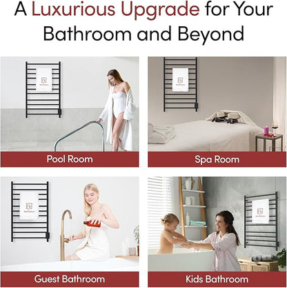 WarmlyYours Malta Heated Towel Rack, 11-Bar Electric Towel Warmer, Hardwired