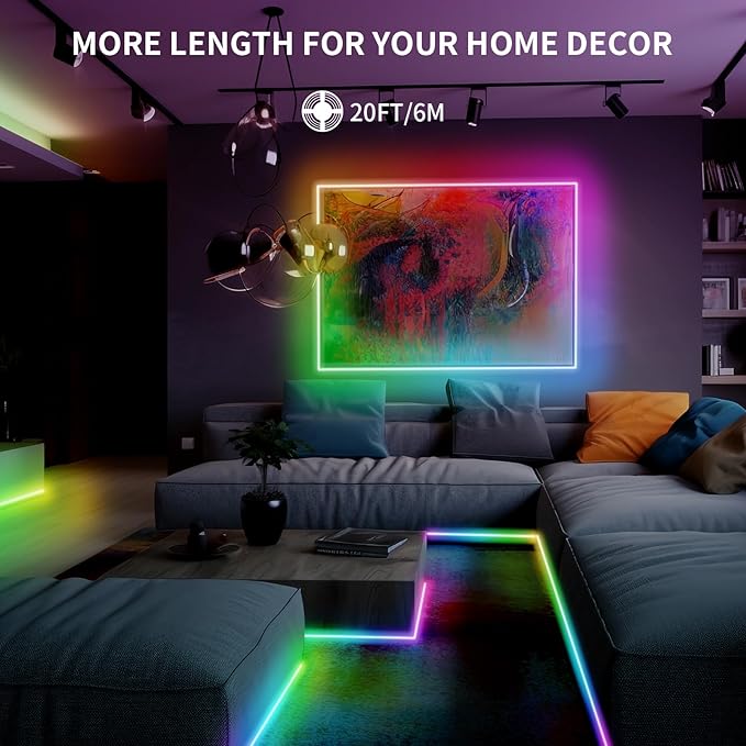 20FT LED Strip Lights COB Smart IC, 24V RGB LED Lights