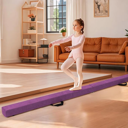 Giantex 7FT/8FT/9FT Balance Beam, Folding Gymnastics Beam w/Carry Handles