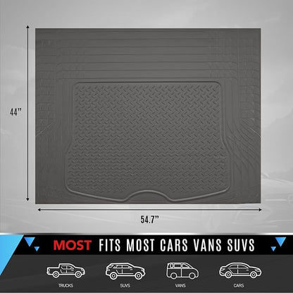 PIC AUTO Heavy Duty Cargo Liner, Trimmable All-Weather Rubber Trunk Mat for Cars, SUVs, Vans & Trucks, Anti-Slip Backing, Durable Protection, Large, Gray