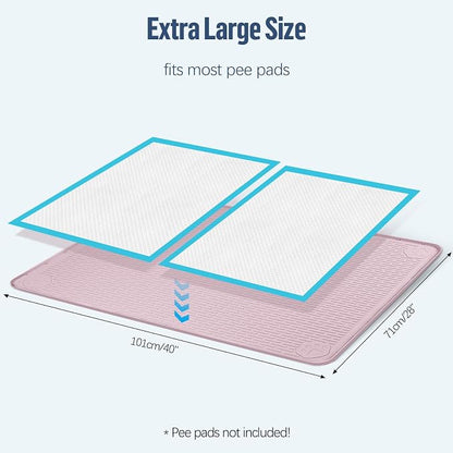 Pee Pad Holder for Dogs 40''x28'' Silicone Puppy Pee Pad Tray, Pink | Extra Large Dog Potty Tray Leak-Proof, High Edge, No Spill Training Pads for Floor Protection, No Pee Pads
