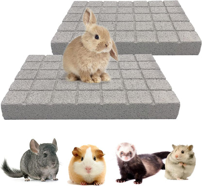 BNOSDM Rabbit Grinding Claw Pads 2Pack Bunny Scratch Foot Pads Natural Hamster Lava Stone for Teeth Grinding White Rabbit Scratching pad Chew Toy for Guinea Pig Ferret Chinchilla Mouse