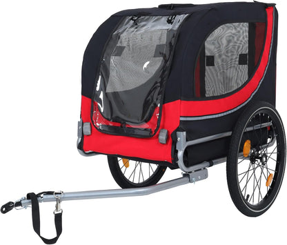 Blue-Grey Large Folding Bike Trailer for Dogs – Heavy-Duty Steel Frame, 66LB Capacity Pet Carrier for All-Terrain Cycling, Jogging & Camping Adventures!