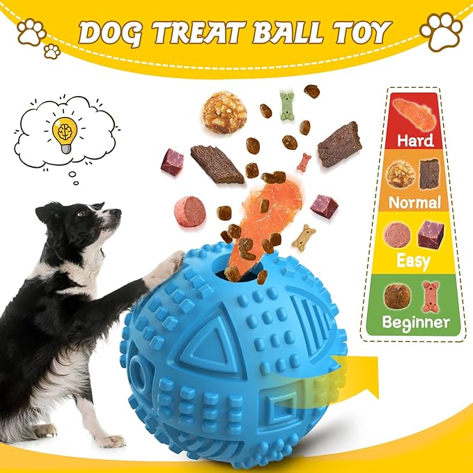 LEGEND SANDY Dog Balls Treat Dispensing Dog Toys for Aggressive Chewers Large Breed, Nearly Indestructible Squeaky Puppy Chew Toys for LargeBreeds, Natural Rubber Doggie Puzzle Toys, Pet Treat Ball