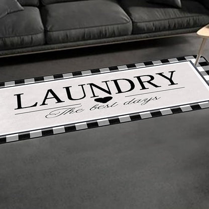 Farmhouse Laundry Room Rug Runner 24"X72" Kitchen Mat Washable Entryway Rugs Soft Non Slip Laundry Carpets Comfort Standing Desk Mats,Carpet for Sink,Office,Laundry Room Decor Accessories