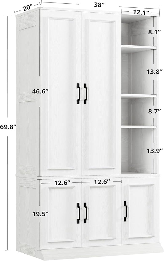 LIKIMIO Armoire Wardrobe Closet 70" H, 5 Doors Bedroom Wooden Wardrobe