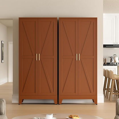 COFaR 5 Tier Metal Kitchen Storage Cabinets, Farmhouse Tall Cabinet