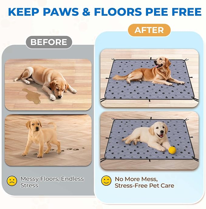 Fostanfly Washable Pee Pads for Dogs, 2 Pack Reusable Super Absorbent Potty Pads, Non-Slip and Leak-Proof 54"x54" for Whelping, Extra Large Potty Training Washable for Puppy