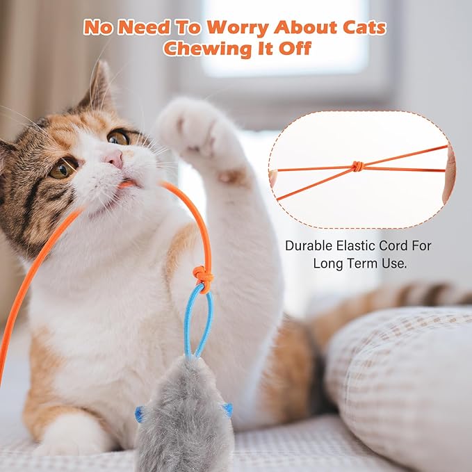 Rechargeable Electric Cat Teaser with Remote – Interactive Door Clip Toy for Cats, 2 Motion Modes (360° Spin & Irregular Jumping), Smart Auto Cat Toy for Exercise & Fun (Orange)