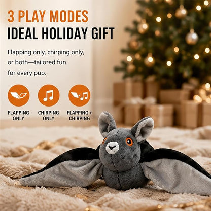 Flying Bat Toy for Dogs & Cats, Flapping Wings Interactive Pet Toy，2 | Flapping bat toy with chirping engages cats and dogs, mimics real flying motion. Cute interactive pet teaser