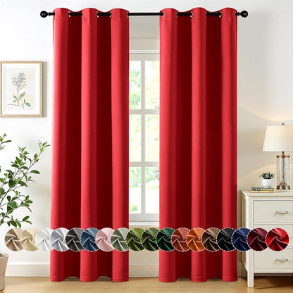 MIULEE Christmas Red Blackout Curtains