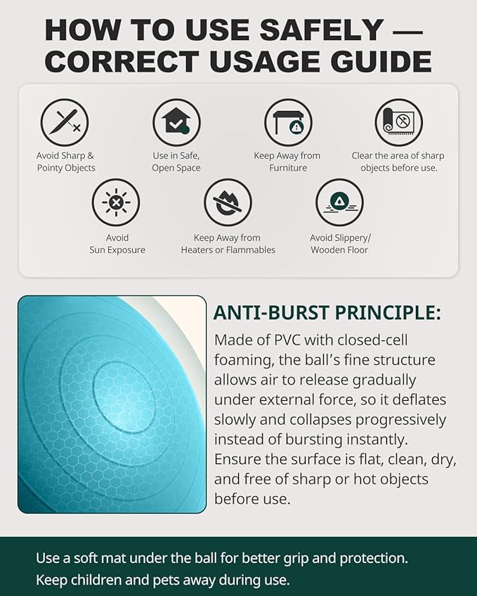Trideer Exercise Ball for Yoga, Pilates & Fitness – Stability Ball Equipment