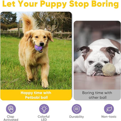 Petbobi Active Rolling Ball for Dogs - 2025 New Upgrade 2 Modes Interactive Dog Toys, USB Rechargeable Motion Activated Self Moving, Durable Pet Ball for Small Medium Large Breeds, LED Light, Purple