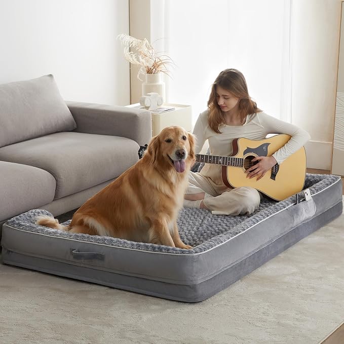 WNPETHOME Orthopedic Washable Human Dog Bed for Adult & Dog Cozy Sleep | Human Size Waterproof Big Soft Dog Couch Sofa Bed for Dogs & Adult Relax with Removable Cover Pet Bed Grey 61x43 Inch