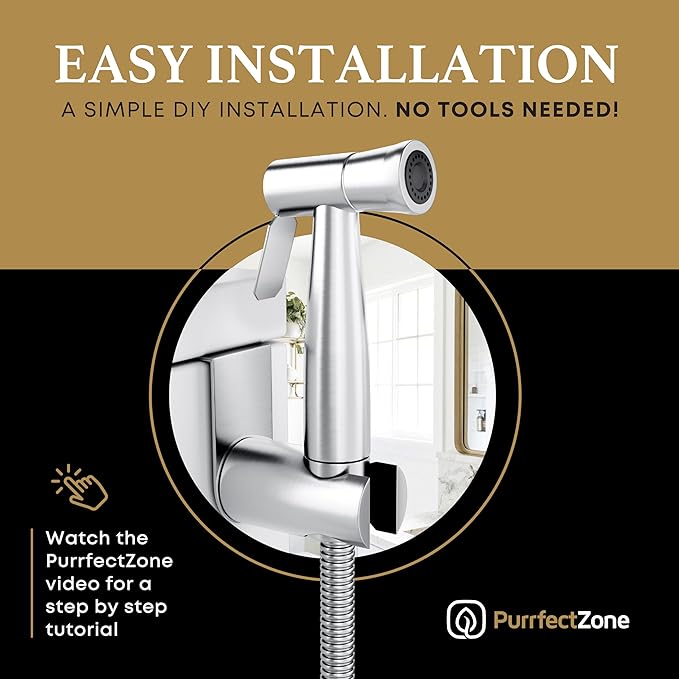 Purrfectzone Bidet Sprayer for Toilet, Handheld Sprayer Kit, Cloth Diaper