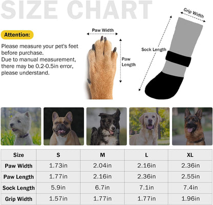 SCENEREAL Anti Slip Dog Boots & Paw Protectors for Hardwood Floor, Extended Dog Socks to Prevent Licking Paws, Waterproof Pet Snow Rain Shoe for Winter Medium Senior Dogs, Grey M