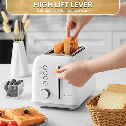 BUYDEEM DT620 2-Slice Toaster, Extra Wide Slots, Retro Stainless Steel