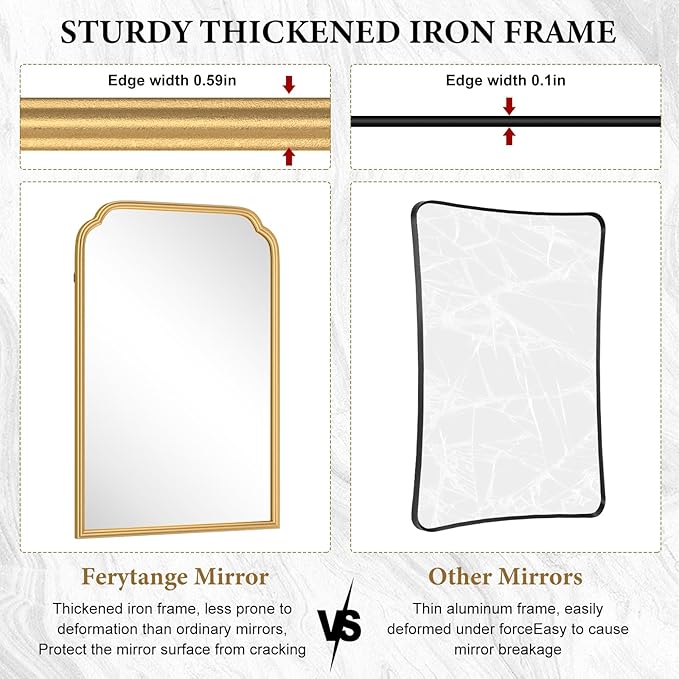 20X30 Inch Gold Bathroom Mirror