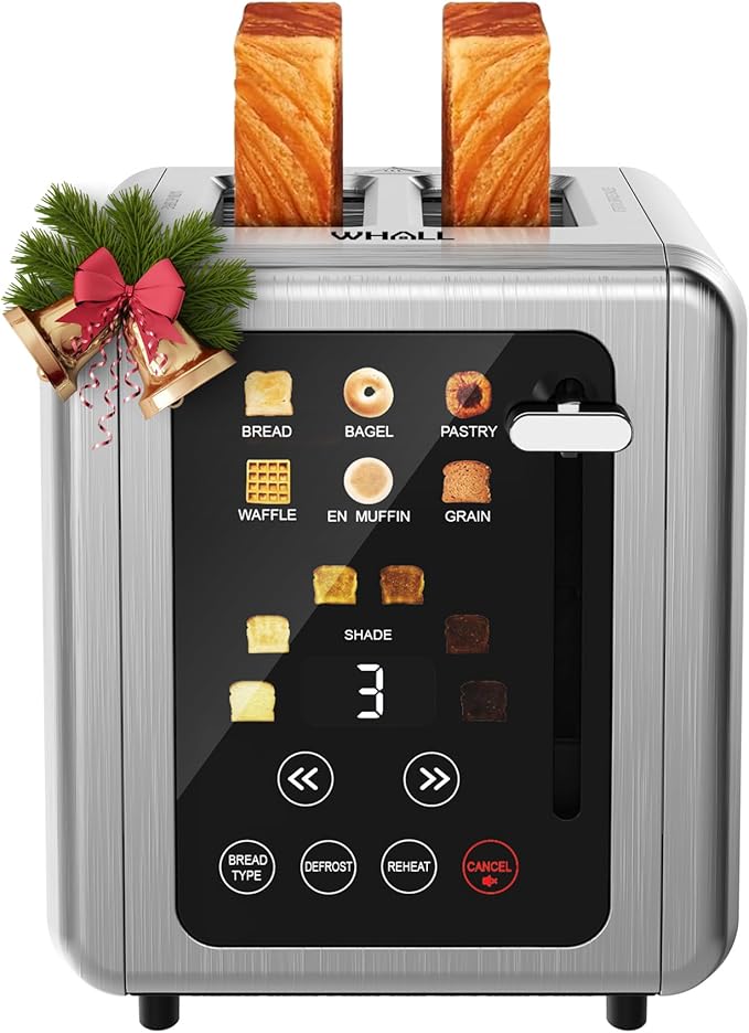 WHALL Touch Screen Toaster 2 Slice, Smart Digital Toaster