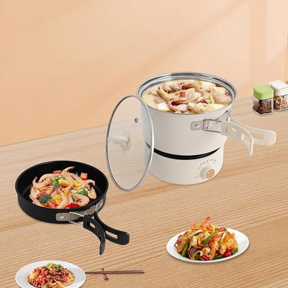 Portable Electric Hot Pot with Foldable Handles, Non-stick Frying Pan, Mini Hot
