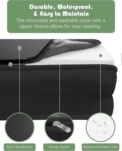 Spotted Play Orthopedic Dog Bed with Sides - Sofa Beds for Medium Dogs, Supportive Foam Pet Couch Bed with Washable Removable Cover, Waterproof Lining and Non-Slip Bottom, Black - M