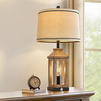 23.75" Farmhouse Table Lamps USB A+C Charging Ports 3-Way Dimmable Touch Control Lamp Nightlight Vintage Modern Lamp for Living Room Bedroom with 2 Light Sources