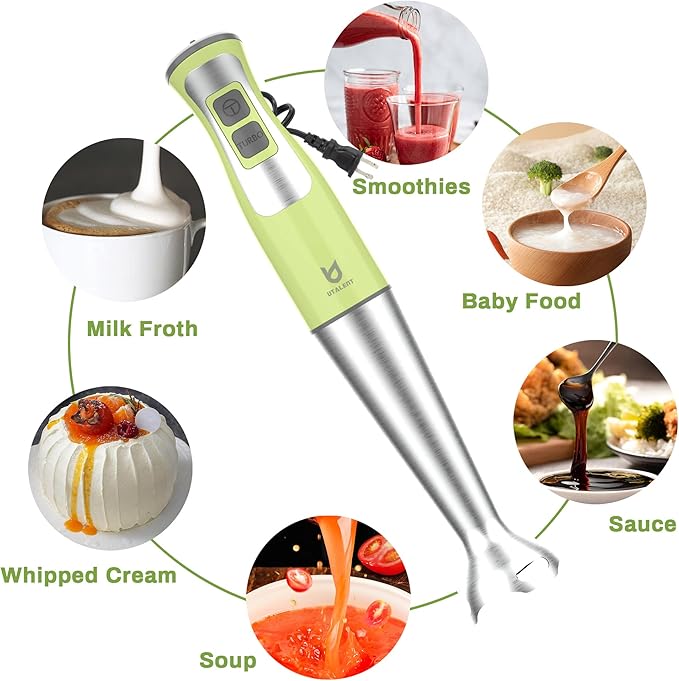 Immersion Hand Blender, UTALENT 3-in-1 8-Speed Stick Blender