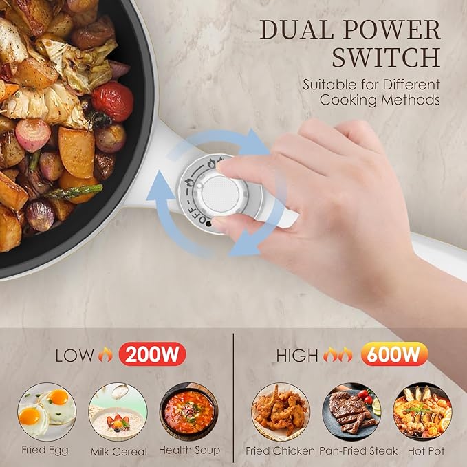 Audecook Hot Pot Electric, 1.7L Mini Electric Skillet Portable Nonstick Sauté