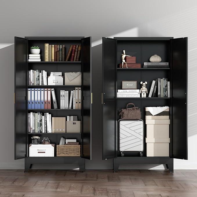 COFaR Black Farmhouse Storage Kitchen Pantry Cabinet