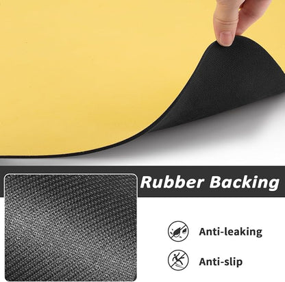 HotLive Dog Food Mat - Absorbent Cat Mat for Food and Water, No Stains Pet Feeding Bowl Mat, Easy to Clean Pet Placemats, Quick Dry Dog Water Dispenser Mat for Messy Drinkers | Paw Yellow 24"x36"
