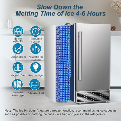 Commercial Ice Maker Machine 120 LBS/24H, 60 LBS Cold Preservation Bin