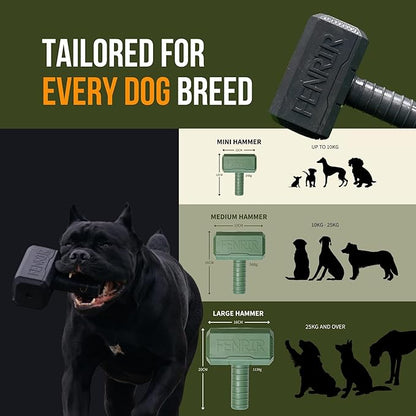 Fenrir Hammer Dog Chew Toy Strong Rubber Stuffable Enrichment Toy for Chewers (Black, Large)