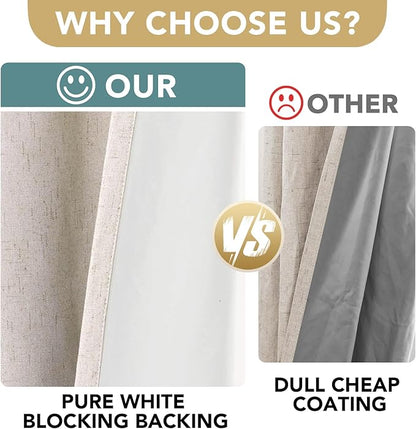 H.VERSAILTEX Linen Blackout Curtains Durable Thick Textured Linen Look 100%