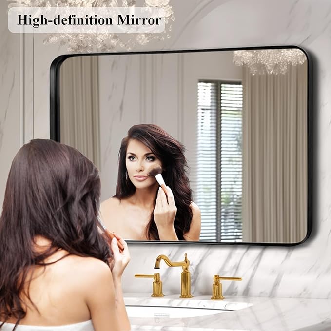 Fabuday Large Black Bathroom Mirror 40x30 Inch