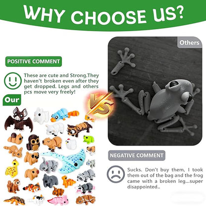 30 Pcs Mini 3D Printed Animal Statues Figurines Set Movable Joints Surprise 3D Printed Animals Cute Desk Decor Party Favors for Adults Home Office Desk Decoration Display