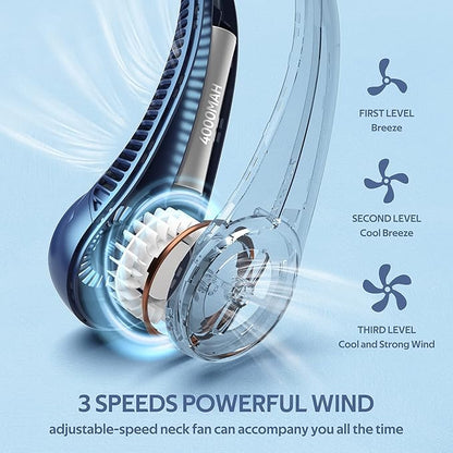 Portable Neck Fan, Hands Free Bladeless Fan, 360° Cooling Personal Fan
