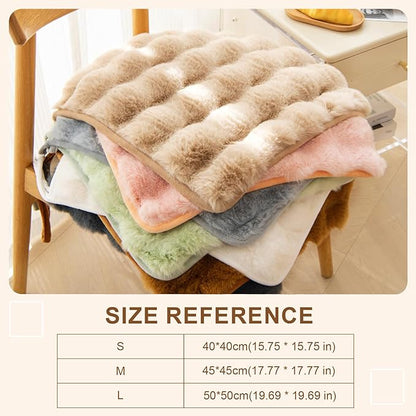 Square Faux Fur Seat Cushion, Faux Rabbit Fleece Chair Pad, Winter Thick Plush Cushions for Dining Chairs, Comfy Lazy Sofa Office Floor Pillow, Cute Bedroom Decor(Green,1pc/19.7×19.7inches)