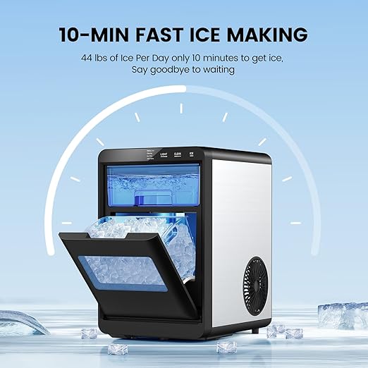 COWSAR Nugget Ice Makers Countertop, 44Lbs/24H Crushed Ice Maker & Pebble Ice