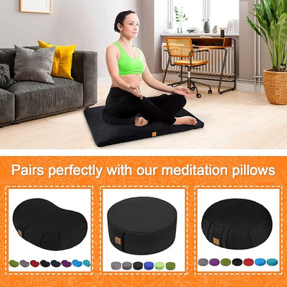 FelizMax Zabuton Meditation Mat (36"×28"×3") Luxurious Meditation Cushion for Kneeling Sitting Large Floor Pillow Zafu/Bench-Washable Cotton Cover 100% Organic Cotton Filling (Purple)