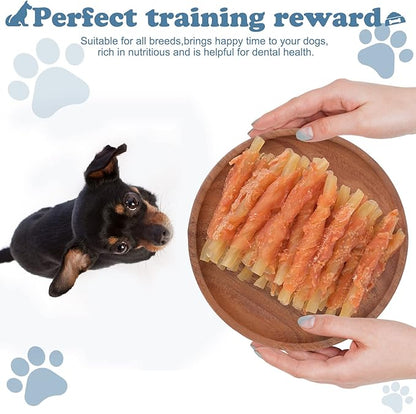 Dog Treats Soft Chews Rawhide Free Chicken Wrapped Cod Sticks for Puppy Training Snacks Dog Chews Treats 2lb